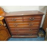 AN EDWARDIAN MAHOGANY FIVE DRAWER CHEST H-102 CM W-115 CM CONDITION - WATER MARKS TO THE TOP