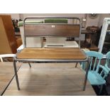 AN INDUSTRIAL STYLE METAL AND WOODEN BENCH W-90 CM