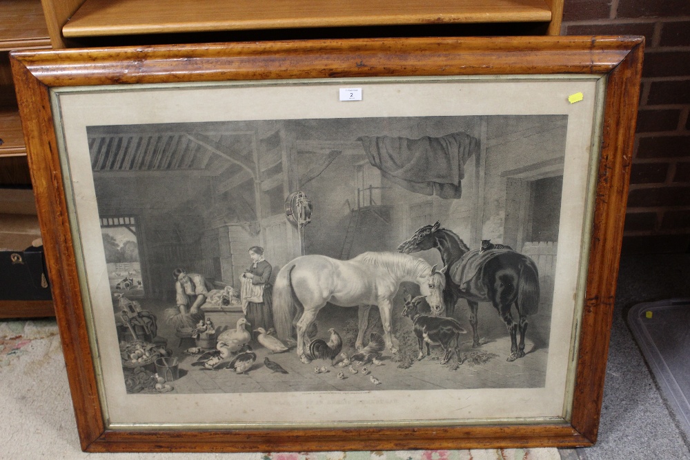 J.F HERRING - A WALNUT FRAMED AND GLAZED PRINT ENTITLED 'A GLIMPSE OF AN ENGLISH HOMESTEAD' - Image 2 of 3