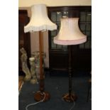 TWO FLOOR STANDING STANDARD LAMPS AND SHADES