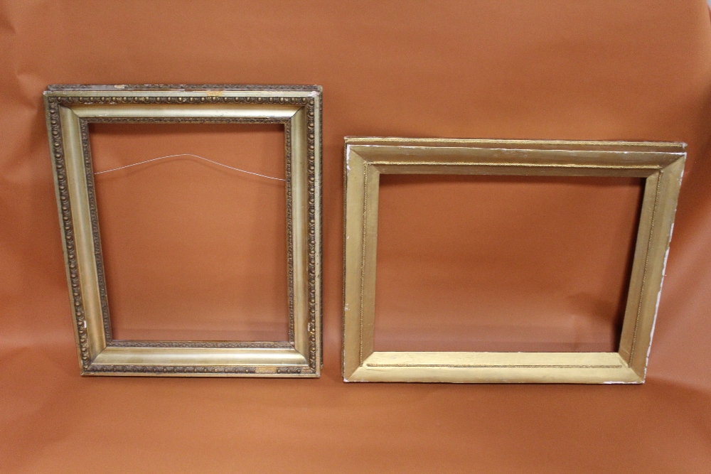 TWO 19TH CENTURY GILT PICTURE FRAMES - REBATE SIZES - 54CM X 43CM AND 43CM X 57CM