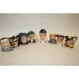 EIGHT ROYAL DOULTON CHARACTER JUGS - MERLIN, PIED PIPER, RIP VAN WINKLE, LEPRECHAUN, THE HAMPSHIRE