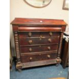 A LARGE VICTORIAN SIX DRAWER PINE CHEST H-135 CM W-121 CM WITH ORIGINAL FINISH