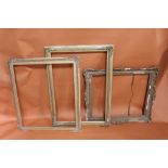 THREE 19TH CENTURY GILT PICTURE FRAMES REBATE SIZES - 78CM X 55CM, 66CM X 55CM AND 72CM X 63CM