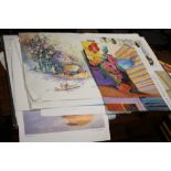 A QUANTITY OF ASSORTED UNFRAMED PRINTS
