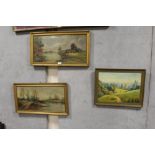 L. CHUBB - A PAIR OF 1896 GILT FRAMED OIL ON CANVASES DEPICTING WOODED RIVER LANDSCAPES WITH