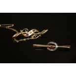 TWO EDWARDIAN STYLE 9CT GOLD GEMSET BAR BROOCHES, APPROX COMBINED WEIGHT 3 g