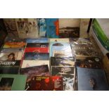 A TRAY OF LP RECORDS ETC. TO INCLUDE THE ROLLING STONES, SCORPIONS, TOTO ETC.