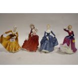 FOUR ROYAL DOULTON LADY FIGURES COMPRISING OF MELISSA, AUTUMN BREEZES, FRAGRANCE AND KIRSTY