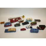 A COLLECTION OF VINTAGE DIE CAST TOY CARS TO INCLUDE SPOT ON, CORGI AND DINKY EXAMPLES