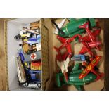 A SMALL TRAY OF THUNDERBIRDS AND DIE CAST PLANE TOYS, TOGETHER WITH ANOTHER TRAY OF MOSTLY DIE