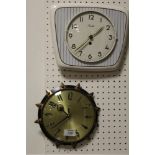 A RETRO CERAMIC WALL CLOCK BY MAUTHE, TOGETHER WITH A METAMEC EXAMPLE (2)
