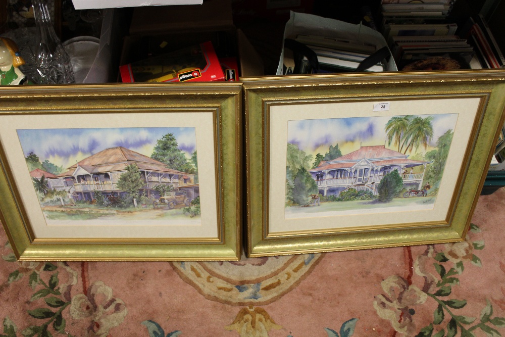 GARETH BASSETT = A PAIR OF GILT FRAMED AND GLAZED SIGNED LIMITED EDITION PRINTS ENTITLED 'HOME ON