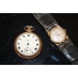 A VINTAGE KERED ANTI MAGNETIC WRIST WATCH TOGETHER WITH A SMITHS EMPIRE POCKET WATCH A/F (2)