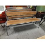 A MODERN INDUSTRIAL STYLE METAL AND WOODEN BENCH L-142 CM
