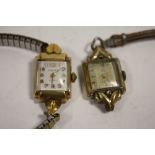 TWO VINTAGE YELLOW METAL LADIES WRISTWATCHES TO INCLUDE A CHALET EXAMPLE