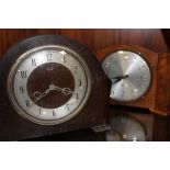 TWO VINTAGE MANTEL CLOCKS TO INCLUDE AN OAK CASED SMITHS EXAMPLE