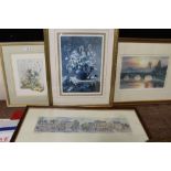 FOUR SIGNED FRAMED AND GLAZED PRINTS TO INCLUDE ANNE COTTERILL, WILLIAM WELCH ETC