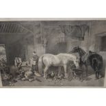 J.F HERRING - A WALNUT FRAMED AND GLAZED PRINT ENTITLED 'A GLIMPSE OF AN ENGLISH HOMESTEAD'