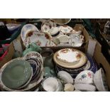 TWO TRAYS OF ASSORTED CHINA AND CERAMICS TO INCLUDE GROSVENOR CHINA, ROYAL ALBERT, COALPORT ETC.