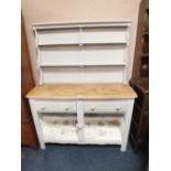 A SHABBY CHIC STYLE PAINTED WELSH DRESSER H-159 CM W-123 CM