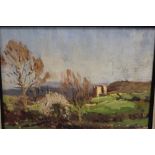 WILLIAM DODD, A FRAMED OIL ON BOARD ENTITLED ARNSIDE TOWER 40CM X 30.5CM