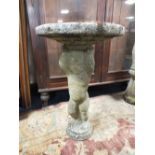 A VINTAGE STONE GARDEN BIRD BATH H-70 CM