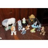 A COLLECTION OF WADE WHIMSIES AND FIGURES ETC. TO INCLUDE A SHETLAND PONY FIGURE, HUMPTY DUMPTY,