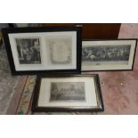 TWO FRAMED AND GLAZED ENGRAVINGS - 'THE SICK CHILD' AND 'PILGRIMAGE TO CANTERBURY', TOGETHER WITH AN