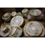 A TRAY OF VINTAGE FLORAL R & D CHINA