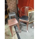 THREE ASSORTED INDUSTRIAL TYPE METAL STOOLS