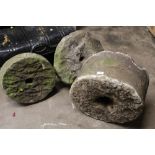 THREE STONE GRINDING WHEELS - LARGEST EXAMPLE - DIAMETER 48 CM W-25 CM APPROX