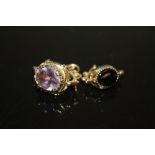 TWO 9CT GOLD GEMSET SWIVEL FOBS, COMBINED WEIGHT APPROX 9.4 g