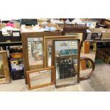 SEVEN ASSORTED VINTAGE AND MODERN WALL MIRRORS TO INCLUDE A GILT FRAMED EXAMPLE