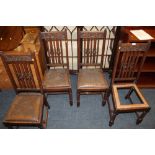 A SET OF FOUR OAK BARLEY TWIST DINING CHAIRS