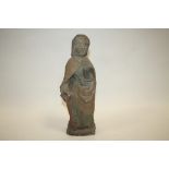 A SMALL RESIN SCULPTURE OF A 17TH CENTURY SAINT