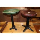 A VINTAGE CAST SINGER STOOL TOGETHER WITH A SIMILAR CAST STAND (2)