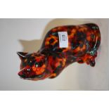 A SIGNED ANITA HARRIS ART POTTERY SEATED CAT FIGURE