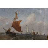 CIRCLE OF GEORGE HENRY KNIGHT - A 19TH CENTURY UNSIGNED GILT FRAMED OIL ON CANVAS DEPICTING SAIL