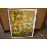 GERALD CLEMENCE - A FRAMED AND GLAZED RETRO PRINT ENTITLED 'FLOWER MOVEMENT III' 3/5 SIGNED LOWER