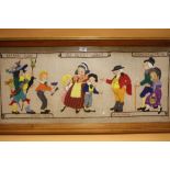 VINTAGE / RETRO 20TH CENTURY APPLIQUE FELT PICTURE DEPICTING VARIOUS CHARLES DICKENS CHARACTERS -