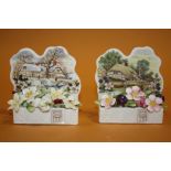 A PAIR OF ROYAL ALBERT COTTAGE GARDEN YEAR SERIES CERAMIC DISPLAYS 'AUTUMN' AND 'WINTER'