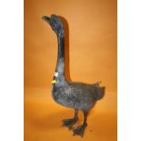 A LARGE METAL FIGURE OF A GOOSE HEIGHT - 74CM