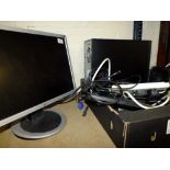 AN ELITE DESK COMPUTER, MONITOR PLUS SPEAKERS H/C ( ALL UNTESTED )