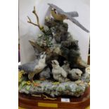 A LARGE BORDER FINE ARTS CERAMIC SCULPTURE ENTITLED 'CALL OF THE FALCON' ON PLINTH SIGNED 'AYRES'