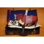 A CASE OF MASONIC REGALIA TO INCLUDE A MEDAL, BOOKS ETC