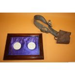 TWO WHITE METAL MOUNTED ANTIQUE 'THE STAFFORDSHIRE AGRICULTURAL SOCIETY' MEDALS BY THE OTTLEY