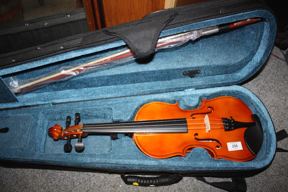 A MODERN FORENZA VIOLIN AND BOW IN CARRY CASE