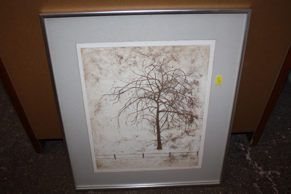 DAPHNE PEPPER - A FRAMED AND GLAZED SIGNED LIMITED EDITION PRINT ENTITLED 'A TREE IN THE PARK' 14/25