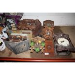 SIX ASSORTED WOODEN CUCKOO CLOCKS TO INCLUDE A GERMAN EXAMPLE